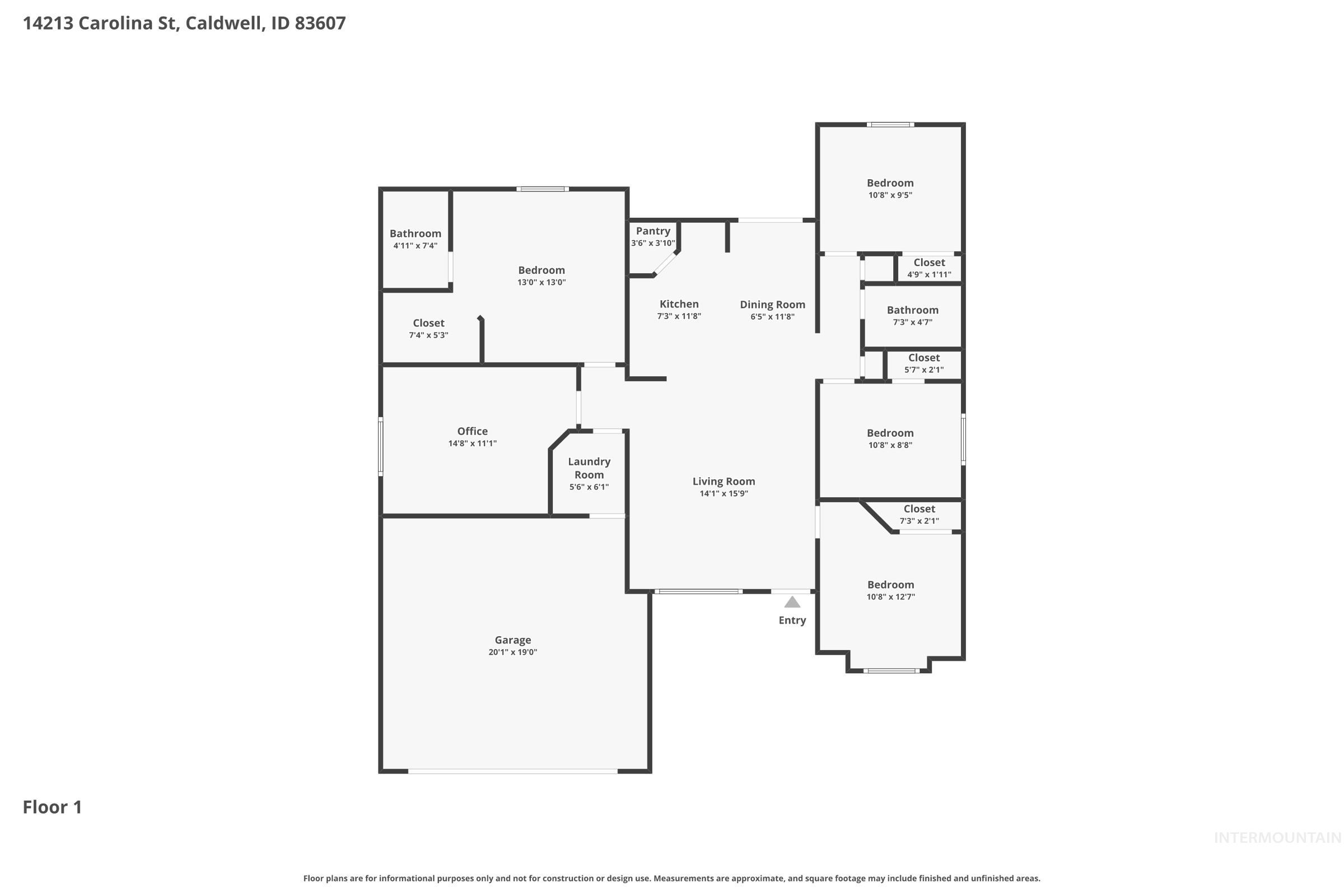 14213 Carolina St, Caldwell, Idaho 83607-1465, 4 Bedrooms, 2 Bathrooms, Residential For Sale, Price $360,000, 98981241