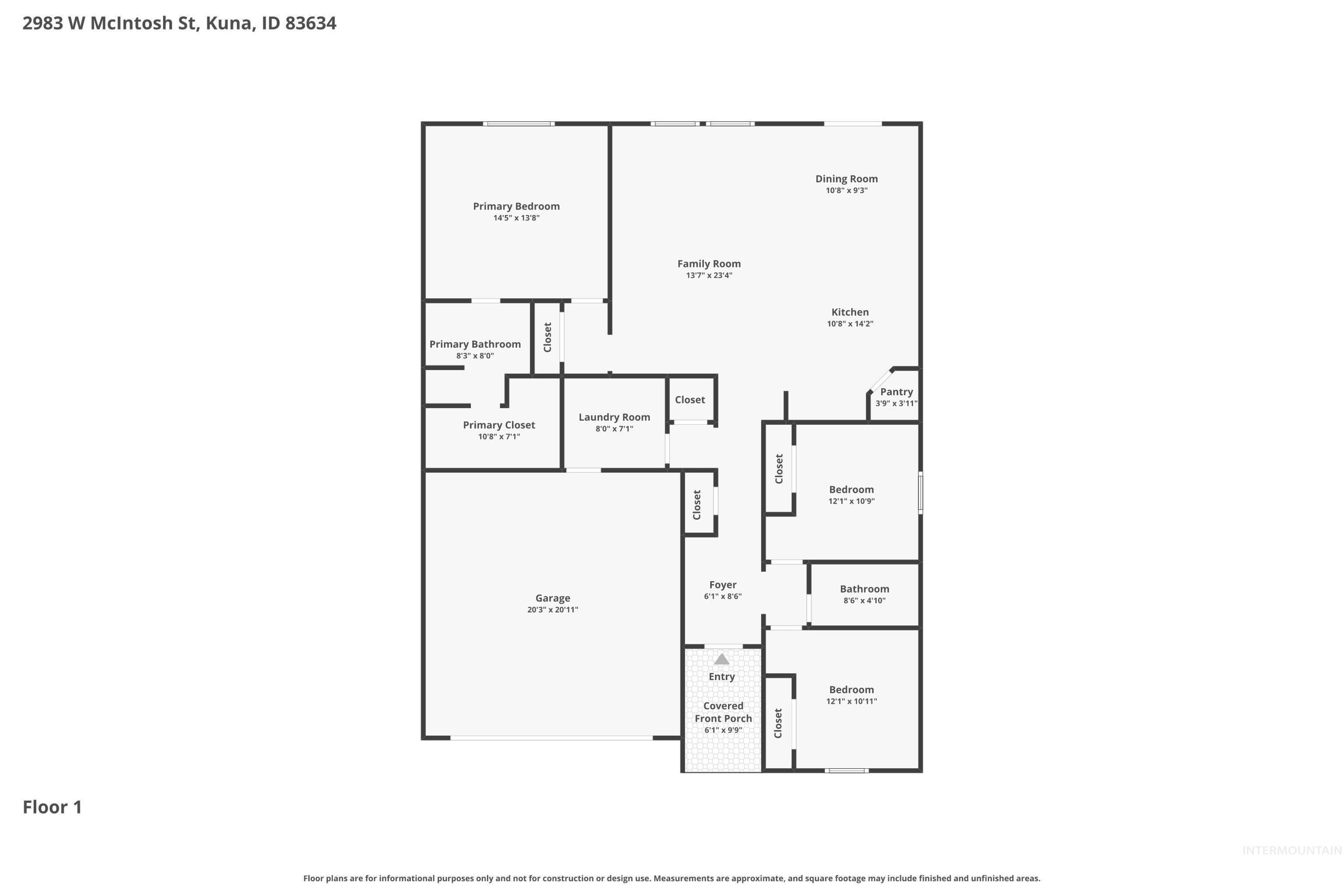 2983 W McIntosh St, Kuna, Idaho 83634, 3 Bedrooms, 2 Bathrooms, Residential For Sale, Price $400,000,MLS 98982366
