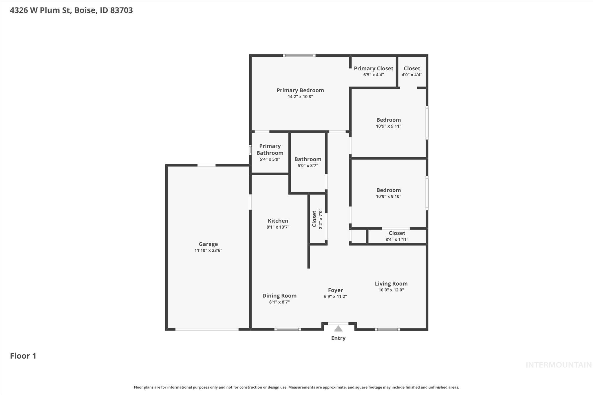 4326 W Plum St, Boise, Idaho 83703, 3 Bedrooms, 1.5 Bathrooms, Residential For Sale, Price $400,000, 98983157