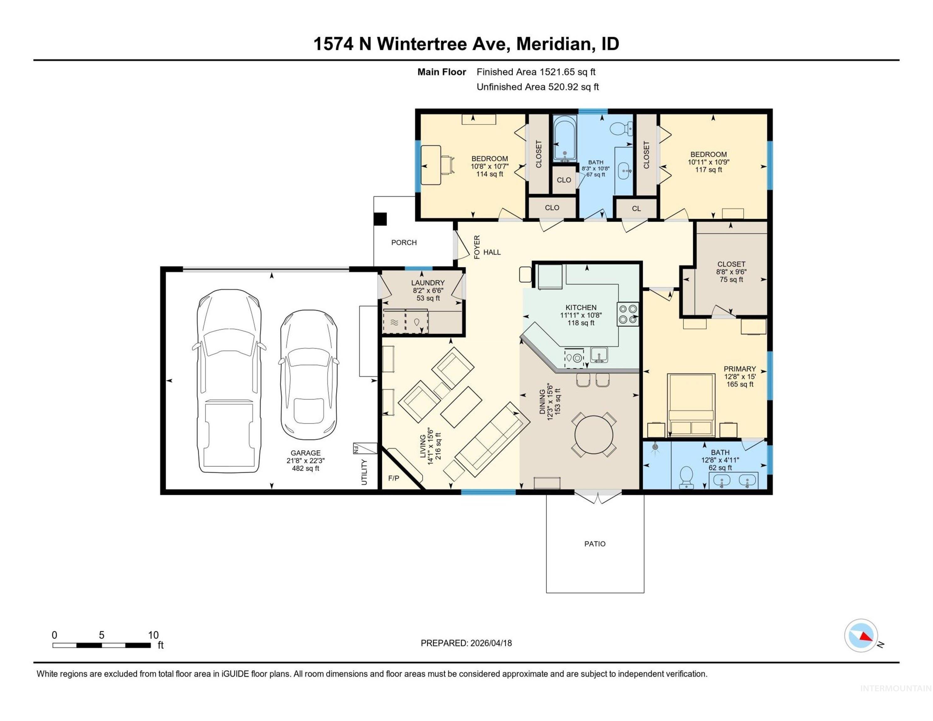 1574 N Wintertree Avenue, Meridian, Idaho 83642, 3 Bedrooms, 2 Bathrooms, Residential For Sale, Price $415,000,MLS 98983259