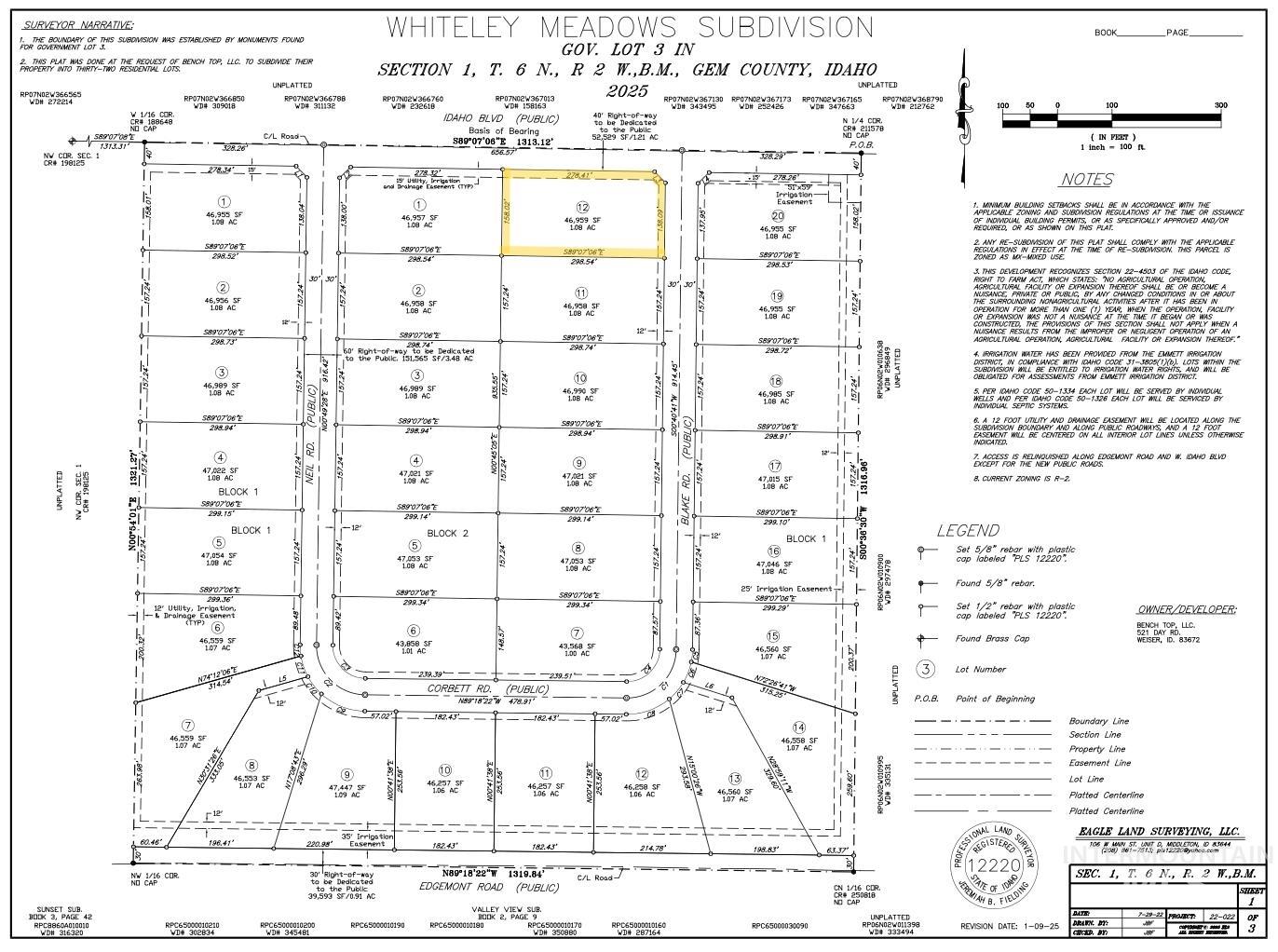Lot 12 Blake Rd, Emmett, Idaho 83617, 3 Bedrooms, 2 Bathrooms, Residential For Sale, Price $949,000, 98984243