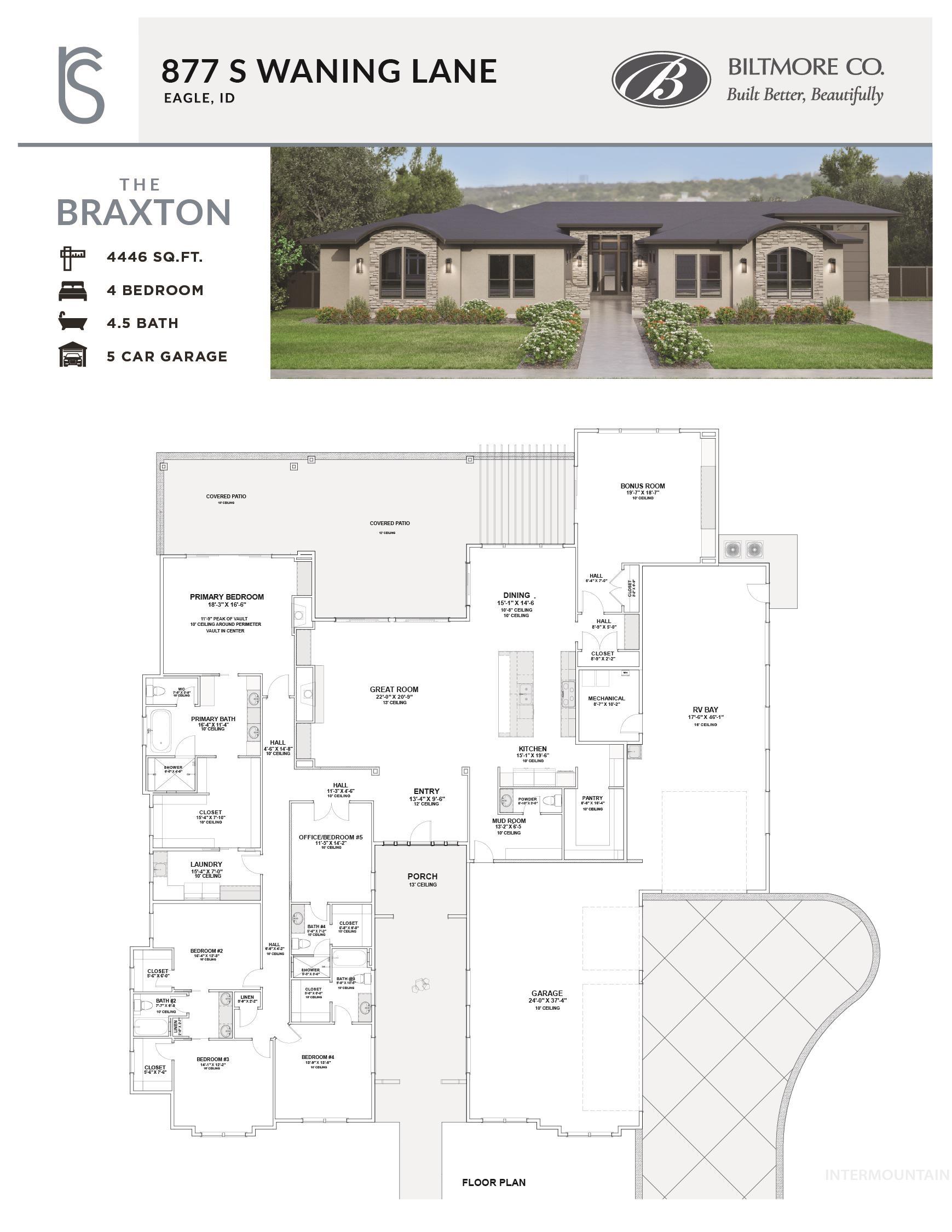 877 S Waning Ln, Eagle, Idaho 83616, 4 Bedrooms, 4.5 Bathrooms, Residential For Sale, Price $2,379,900, 98984525