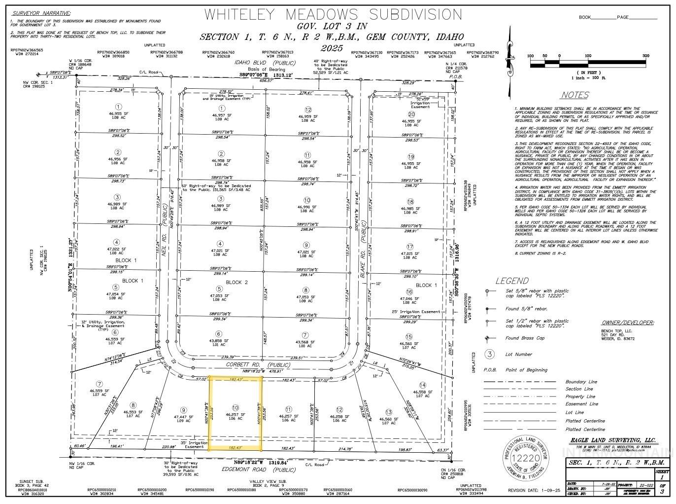 Lot 10 Corbett Rd, Emmett, Idaho 83617, 3 Bedrooms, 2 Bathrooms, Residential For Sale, Price $799,700,MLS 98985038