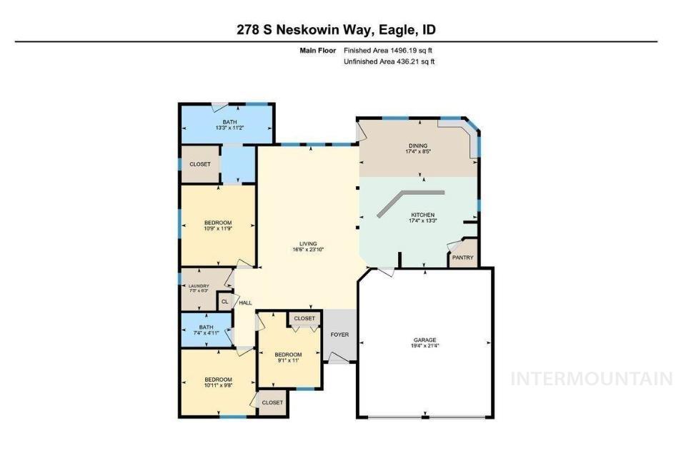 278 S Neskowin Way, Eagle, Idaho 83616, 3 Bedrooms, 2 Bathrooms, Residential For Sale, Price $495,000, 98986186