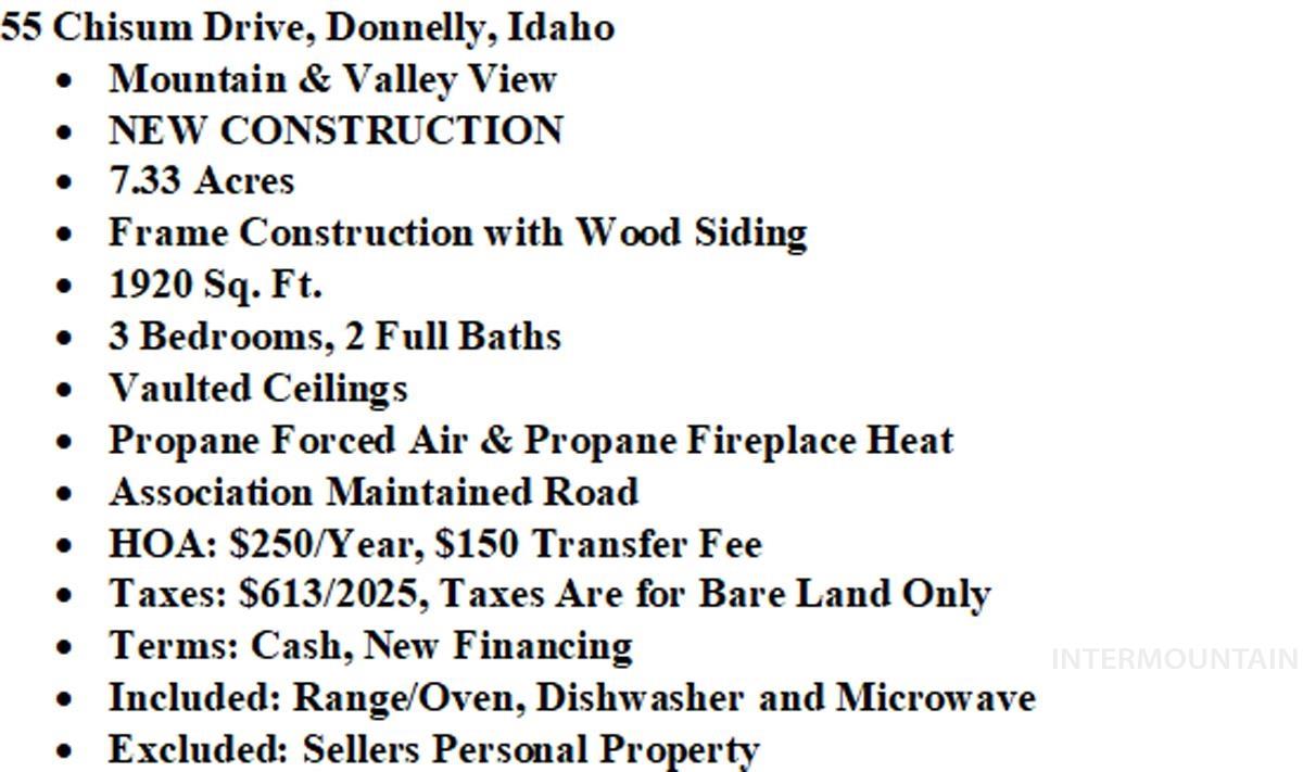 55 Chisum Drive, Donnelly, Idaho 83615, 3 Bedrooms, 2 Bathrooms, Residential For Sale, Price $958,900, 98986597