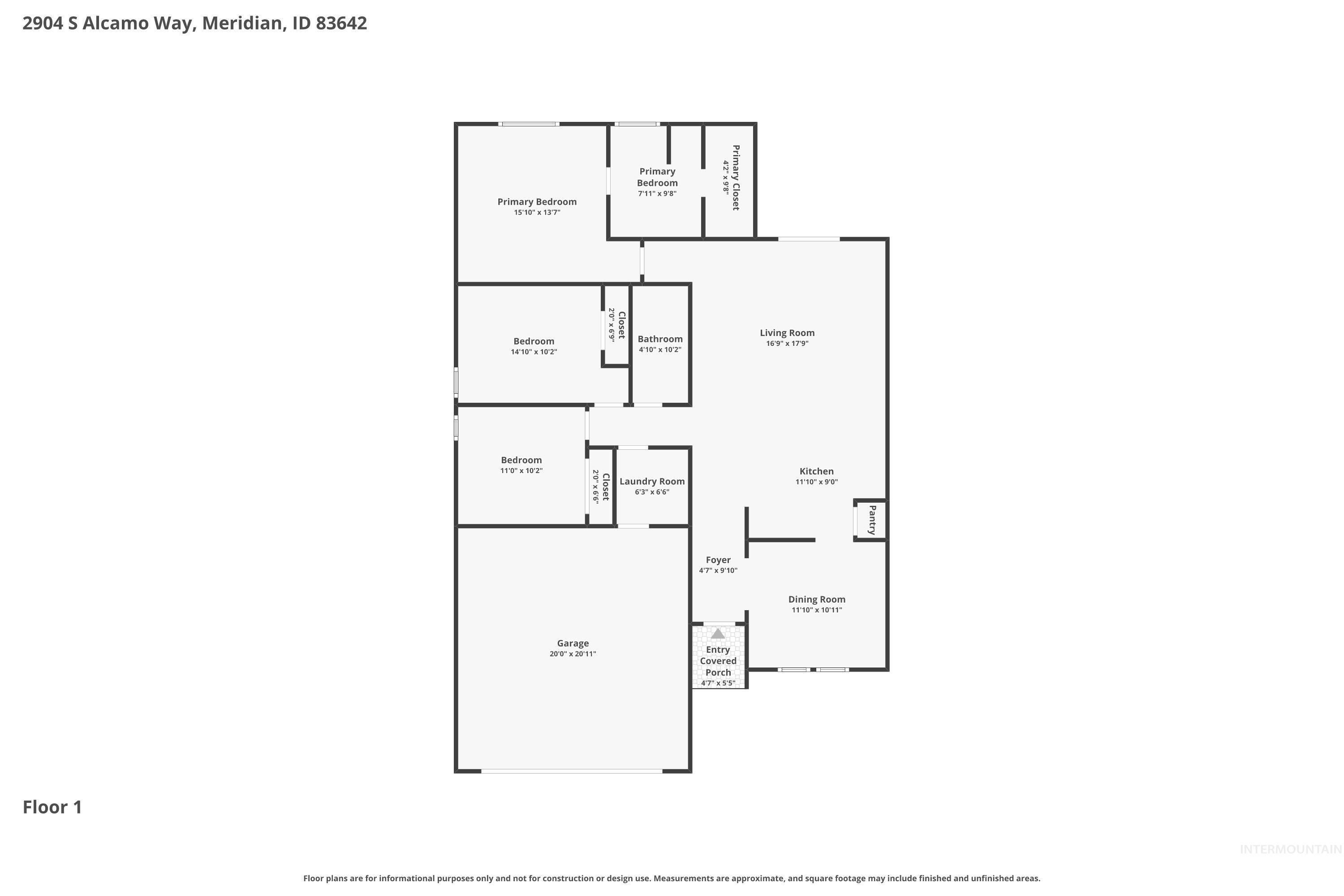 2904 S Alcamo Way, Meridian, Idaho 83642, 3 Bedrooms, 2 Bathrooms, Residential For Sale, Price $459,900, 98986994