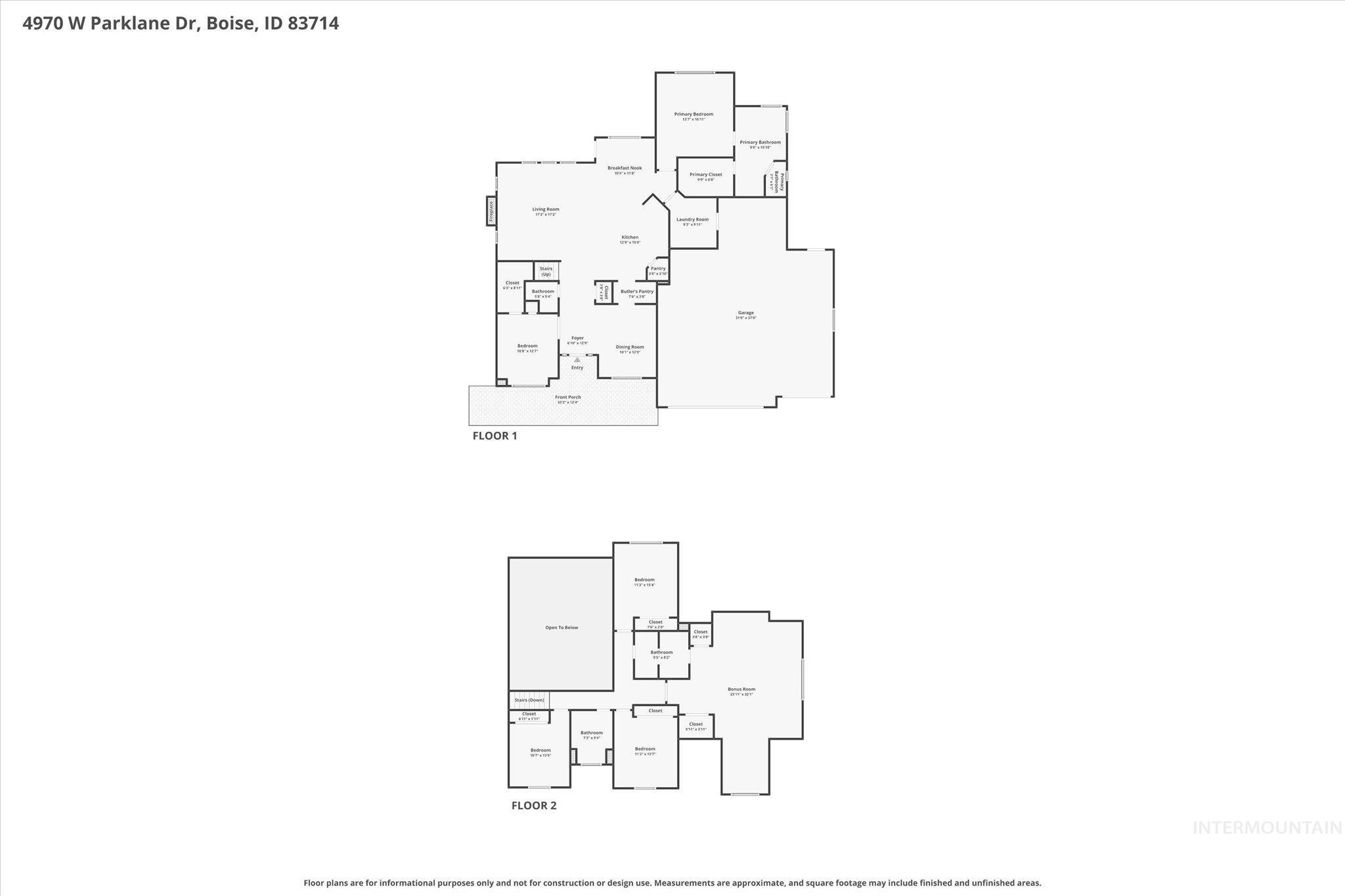 4970 W Parklane Dr, Boise, Idaho 83714, 5 Bedrooms, 3.5 Bathrooms, Residential For Sale, Price $999,900,MLS 98988353