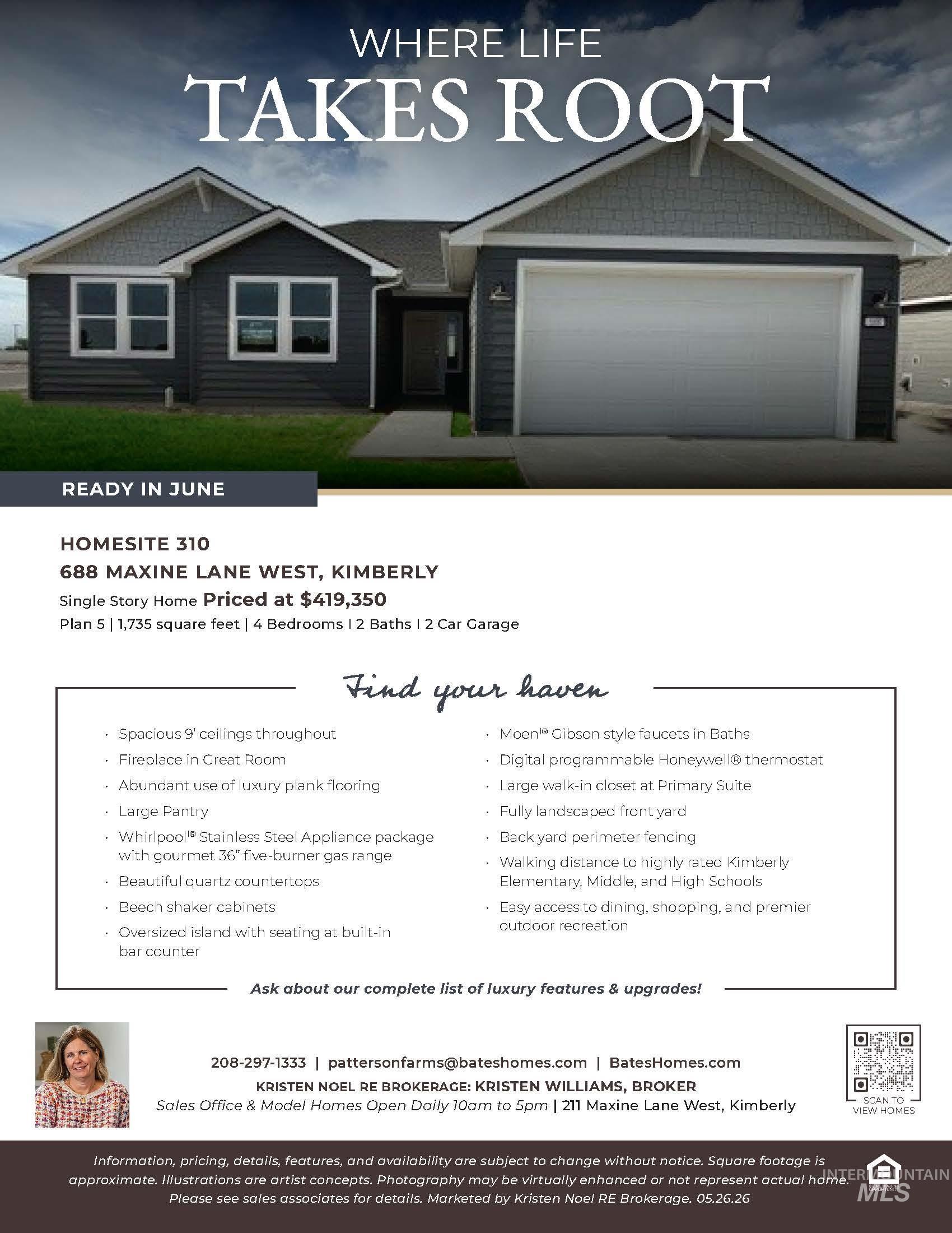 688 Maxine Lane West, Kimberly, Idaho 83341, 4 Bedrooms, 2 Bathrooms, Residential For Sale, Price $419,350,MLS 98990762