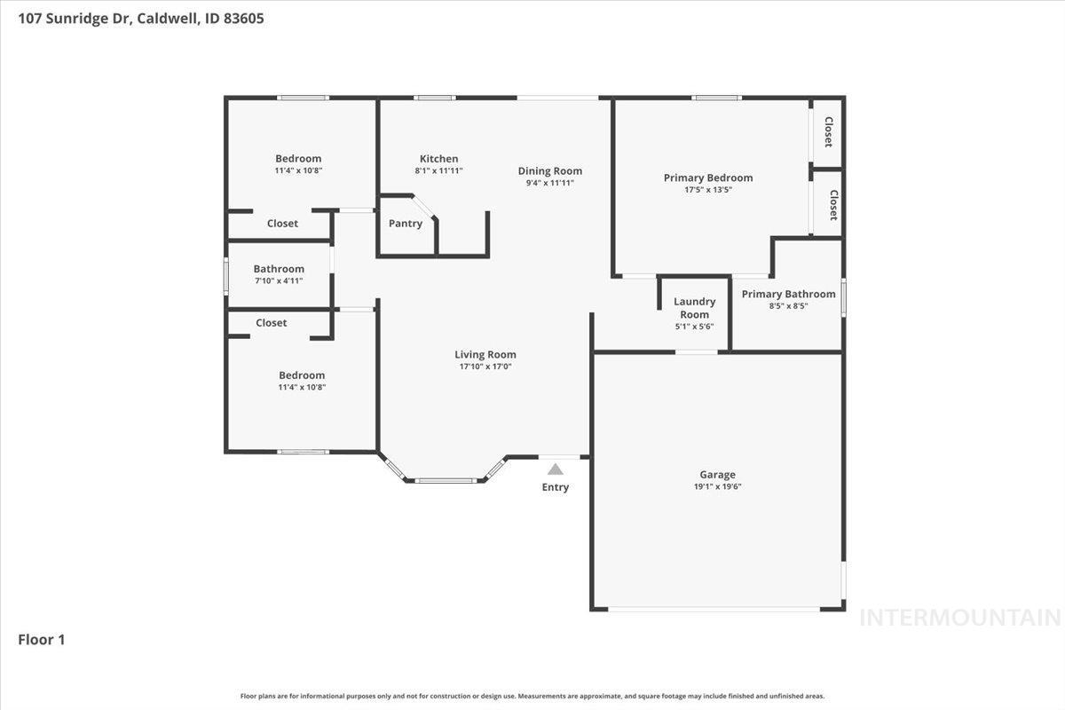 107 Sunridge Dr, Caldwell, Idaho 83605, 3 Bedrooms, 2 Bathrooms, Residential For Sale, Price $350,000, 98990972