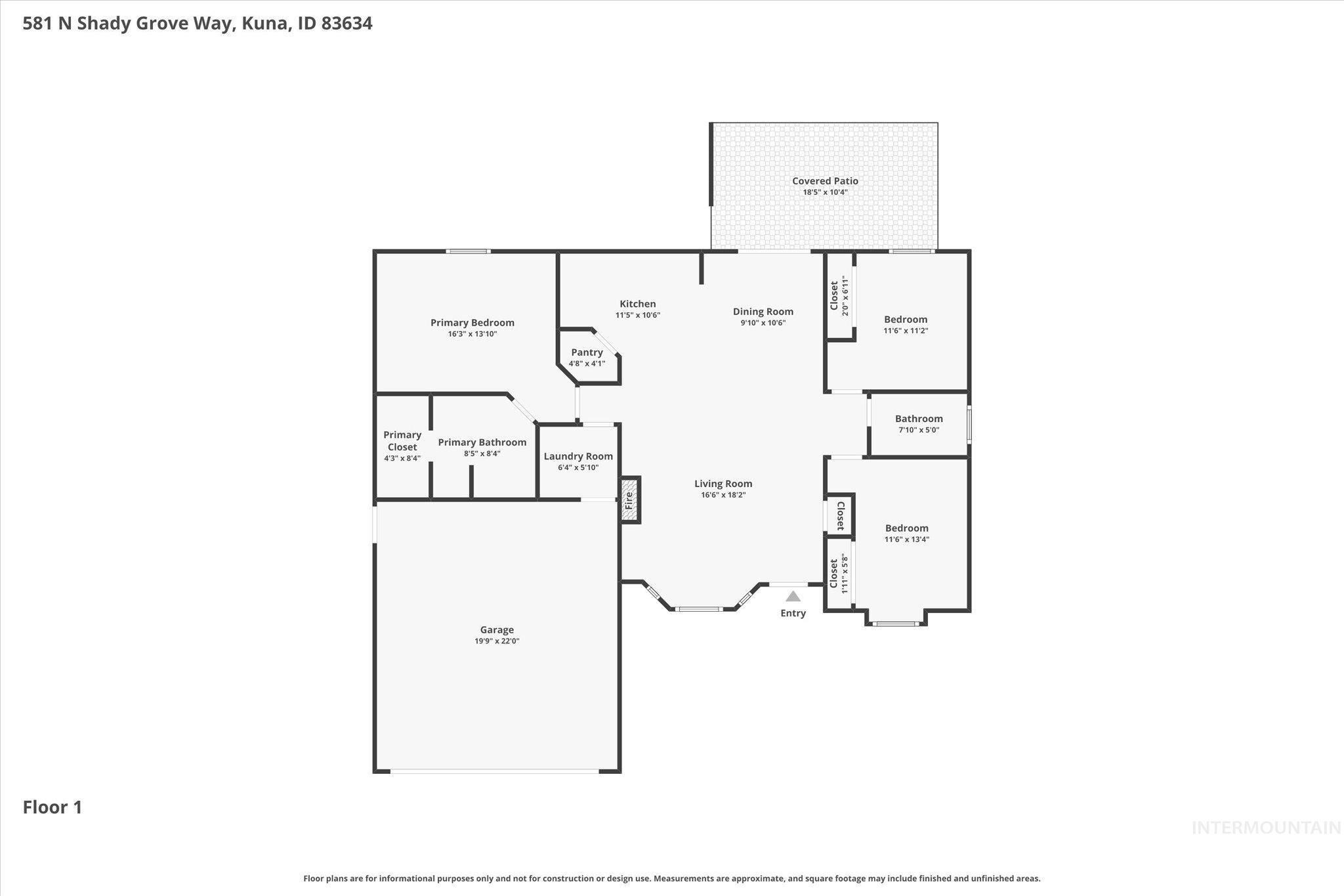 581 N Shady Grove Way, Kuna, Idaho 83634-2160, 3 Bedrooms, 2 Bathrooms, Residential For Sale, Price $375,000, 98992331