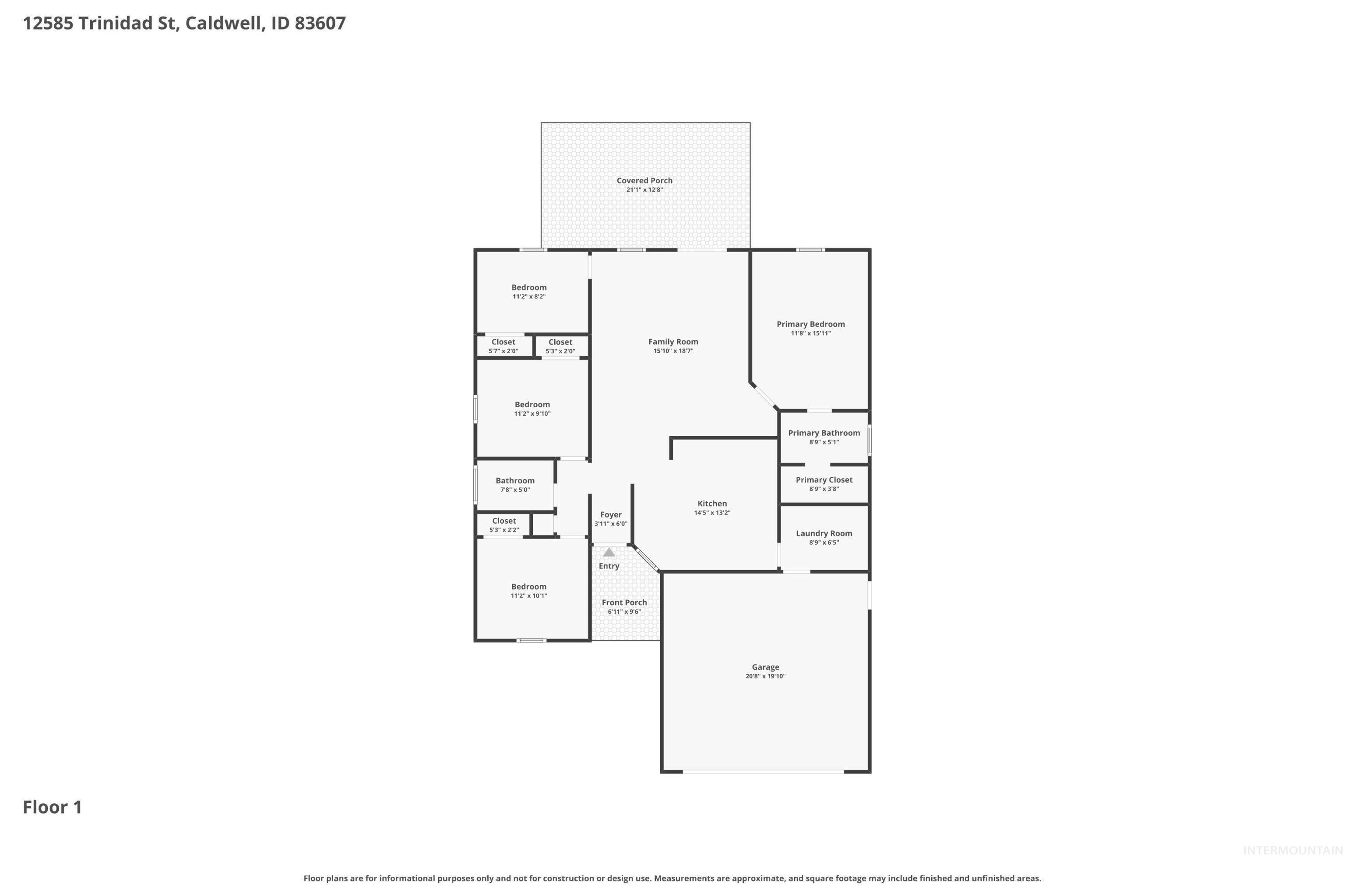 12585 Trinidad St., Caldwell, Idaho 83607, 4 Bedrooms, 2 Bathrooms, Residential For Sale, Price $369,500,MLS 98994165