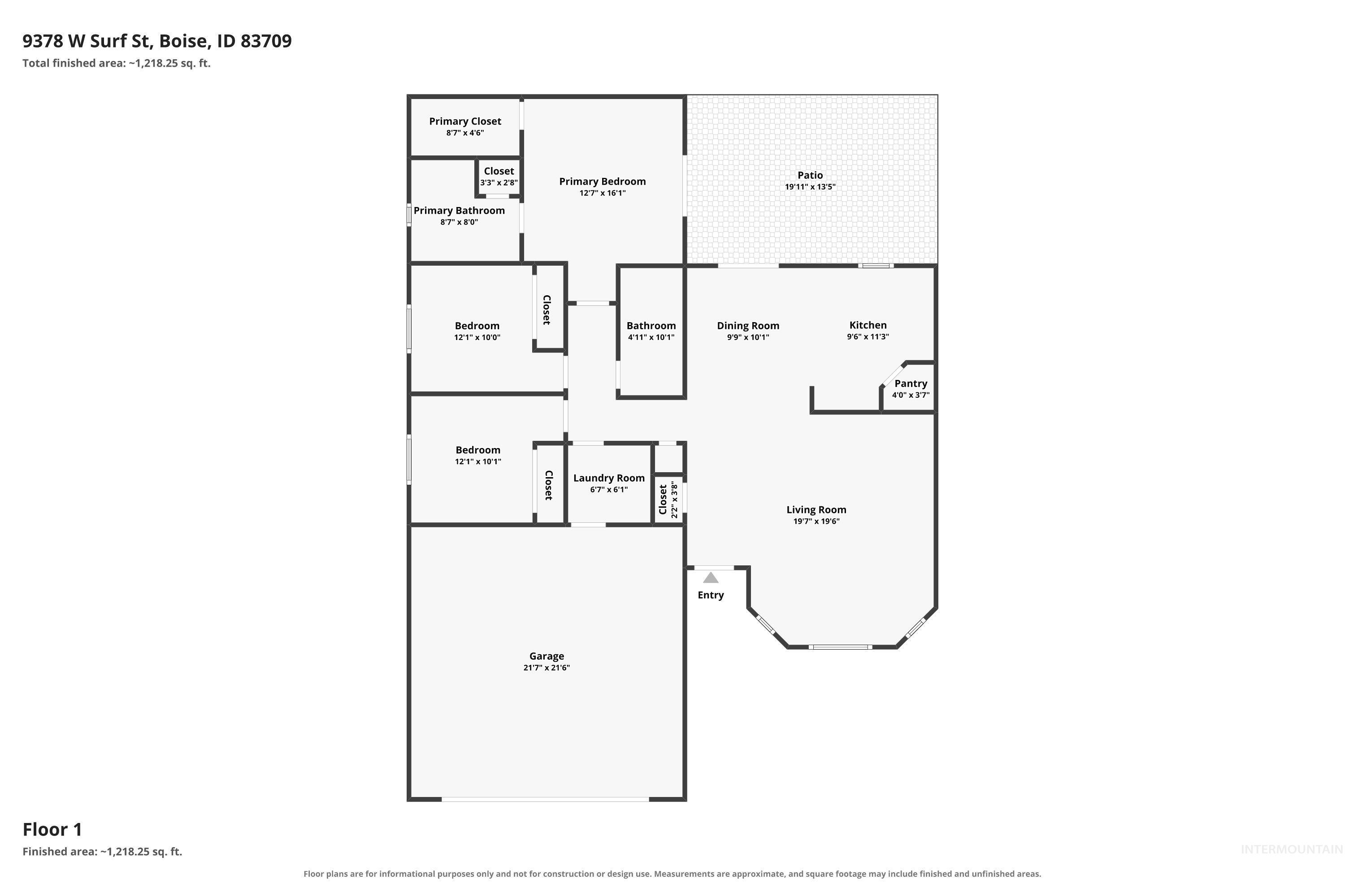 9378 W Surf St, Boise, Idaho 83709, 3 Bedrooms, 2 Bathrooms, Residential For Sale, Price $460,000, 98994777
