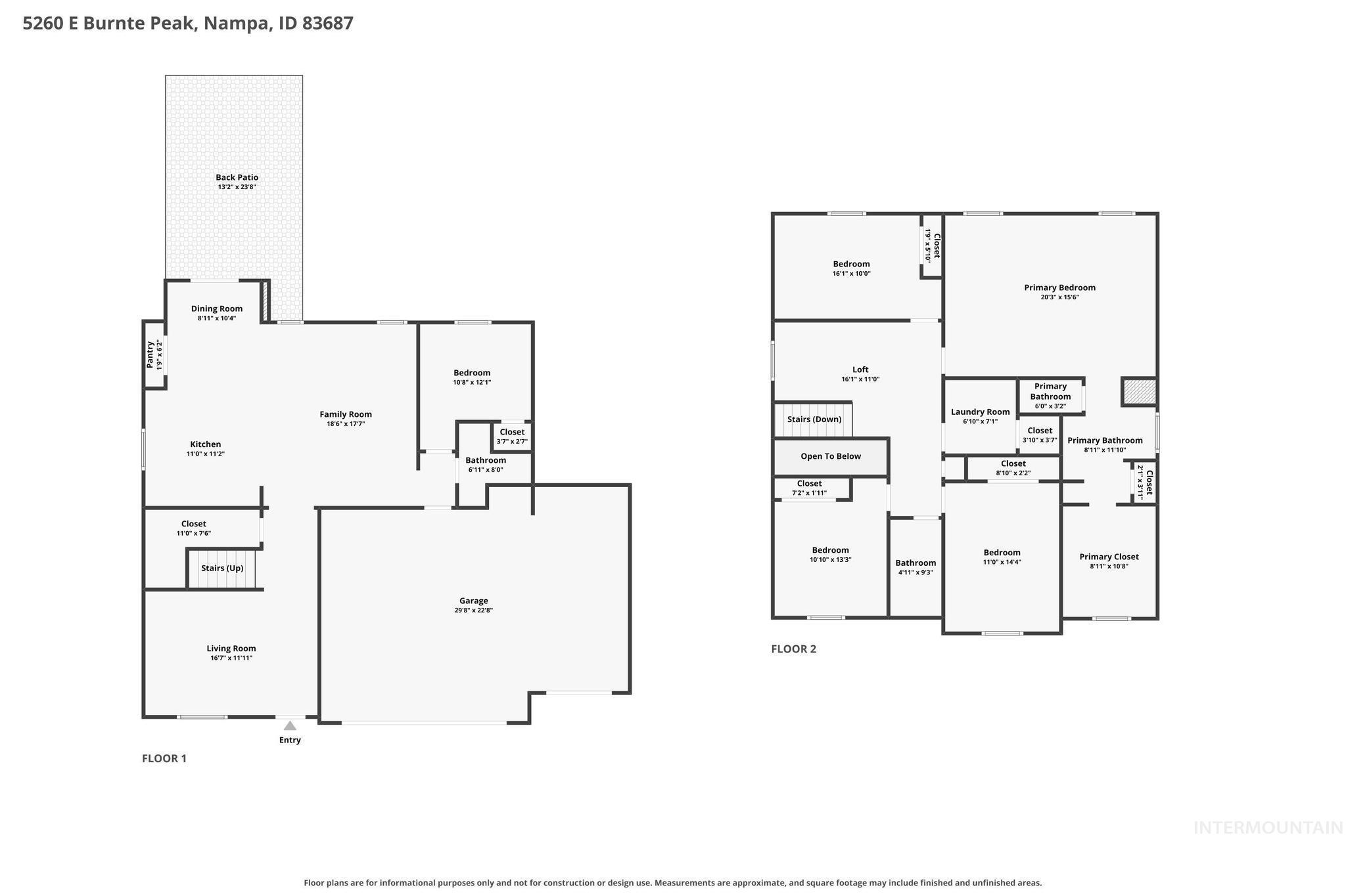 5260 E Burnte Peak St., Nampa, Idaho 83687, 5 Bedrooms, 3 Bathrooms, Residential For Sale, Price $549,990,MLS 98996452