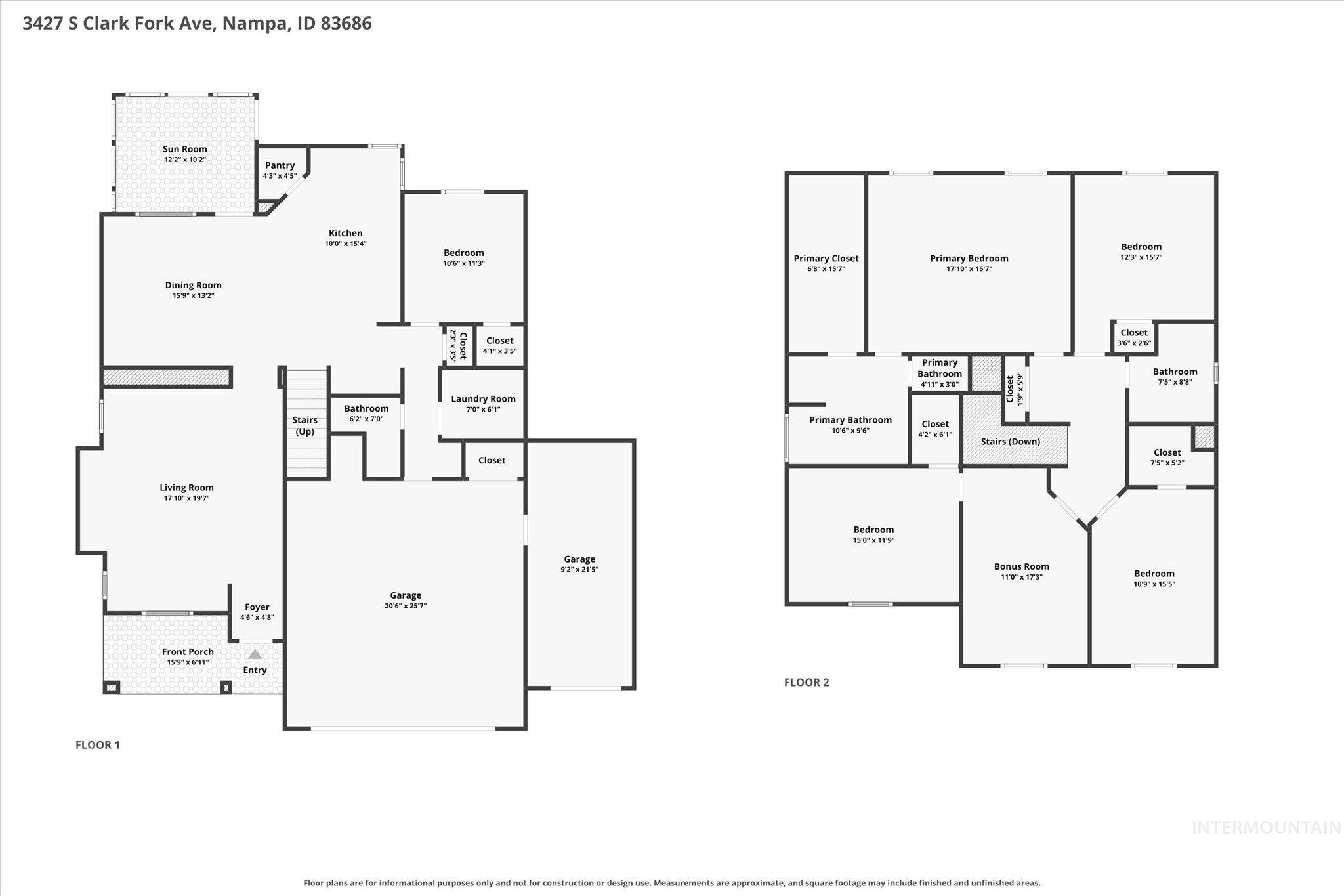 3427 S Clark Fork Ave, Nampa, Idaho 83686, 5 Bedrooms, 2.5 Bathrooms, Residential For Sale, Price $449,900,MLS 98996529