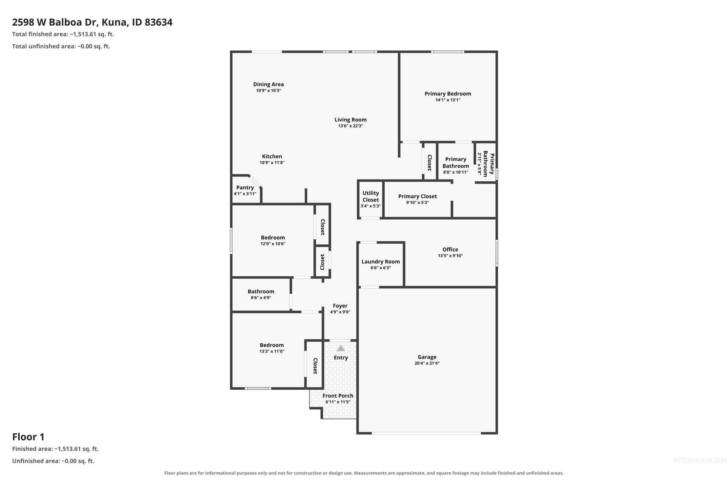 2598 W Balboa Dr, Kuna, Idaho 83634, 3 Bedrooms, 2 Bathrooms, Residential For Sale, Price $450,000,MLS 98996568