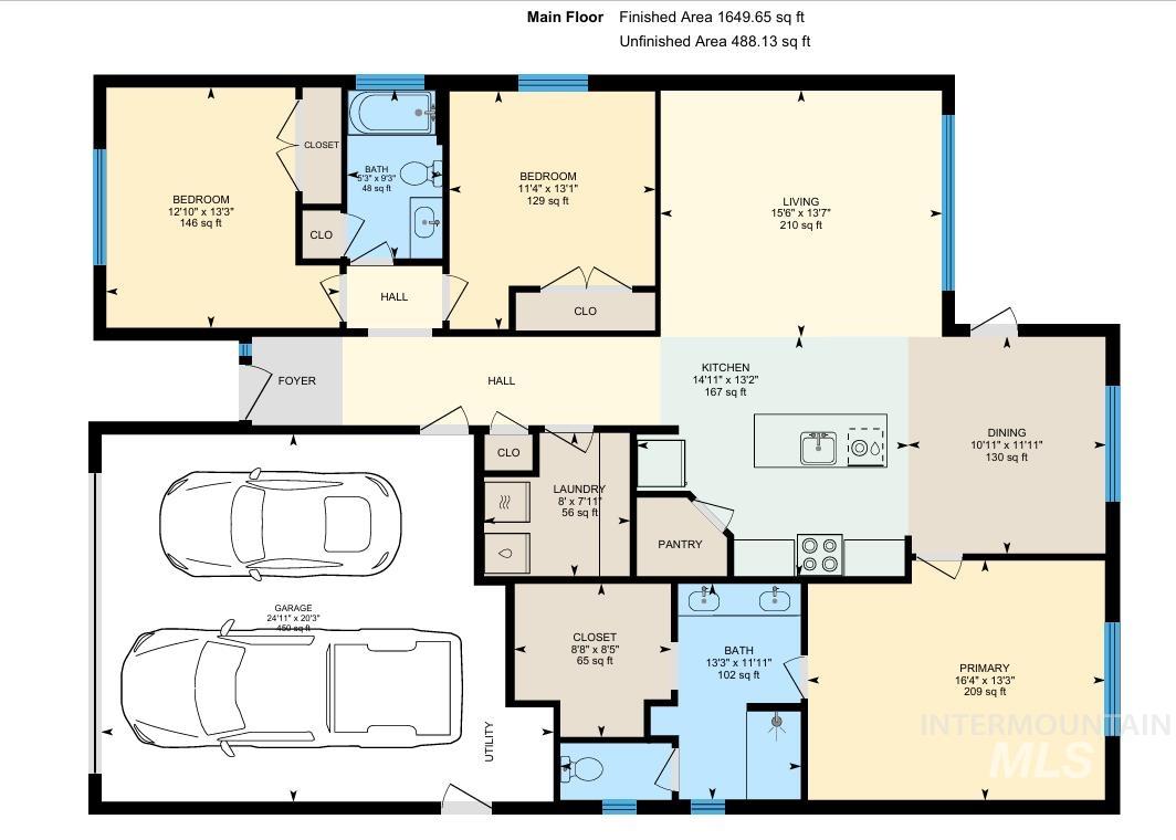 1037 E Radiant Ridge Dr., Meridian, Idaho 83642, 3 Bedrooms, 2 Bathrooms, Residential For Sale, Price $515,000,MLS 98997380