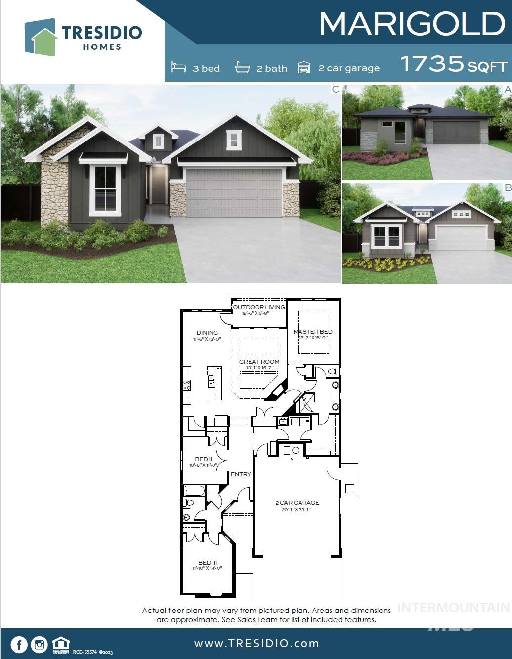 2130 E Rodeo St., Kuna, Idaho 83634, 3 Bedrooms, 2 Bathrooms, Residential For Sale, Price $579,880, 98997674
