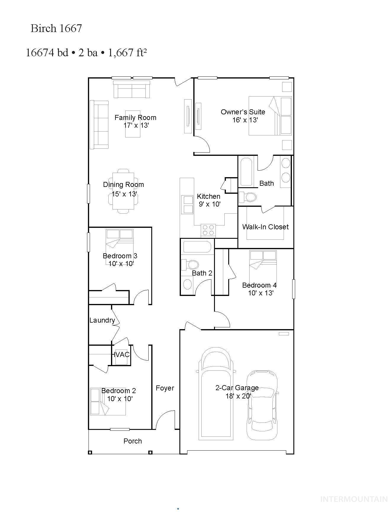 18473 N Feather Top Pl, Nampa, Idaho 83687, 4 Bedrooms, 2 Bathrooms, Residential For Sale, Price $419,900, 98999070