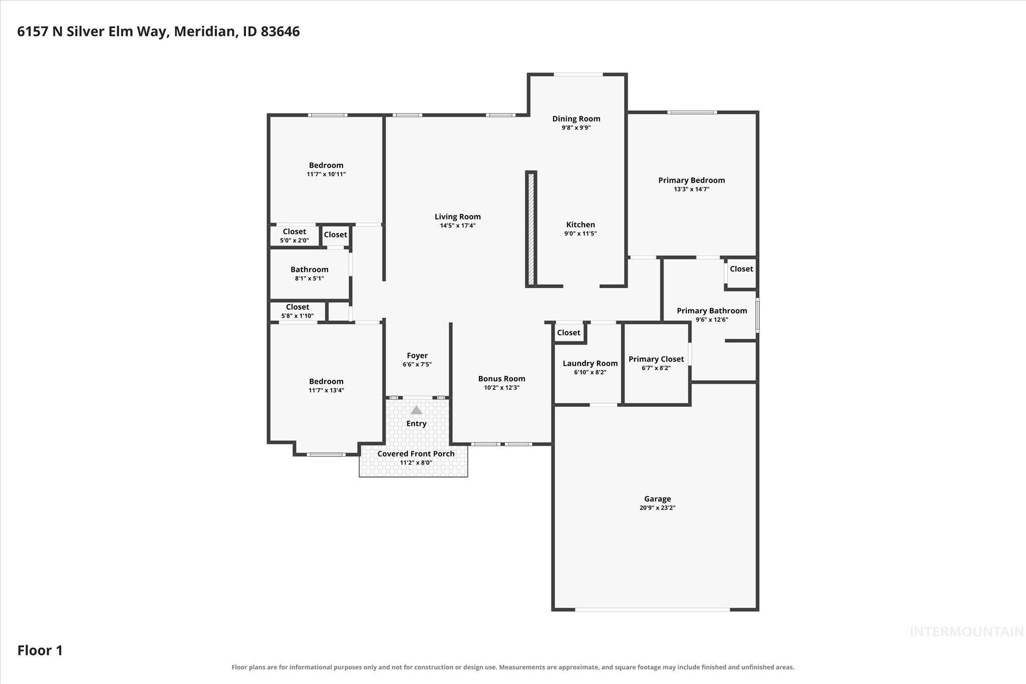 6157 N Silver Elm Way, Meridian, Idaho 83646, 3 Bedrooms, 2 Bathrooms, Residential For Sale, Price $450,000, 98999690