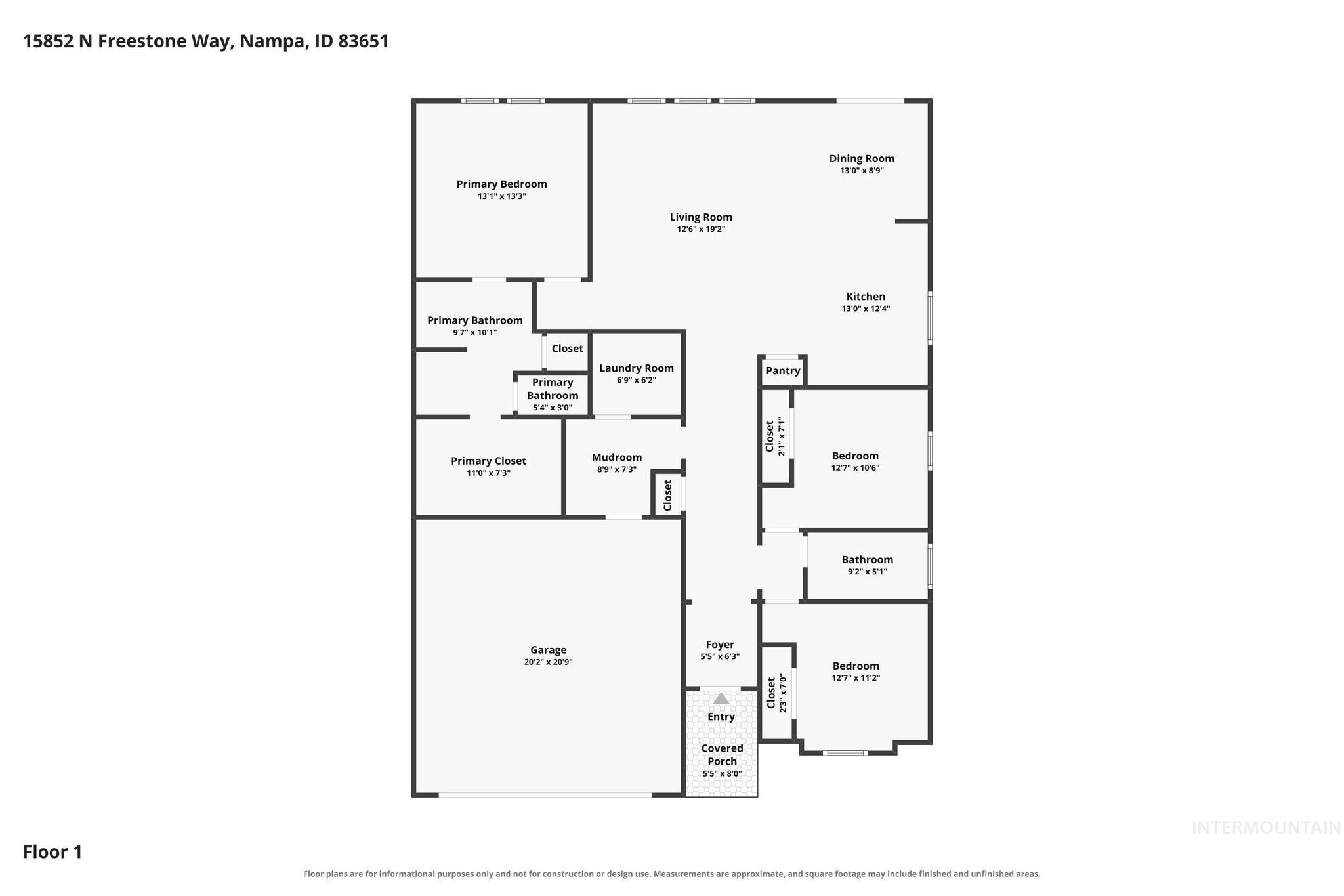 15852 N Freestone Way, Nampa, Idaho 83651, 3 Bedrooms, 2 Bathrooms, Residential For Sale, Price $399,990,MLS 98999974