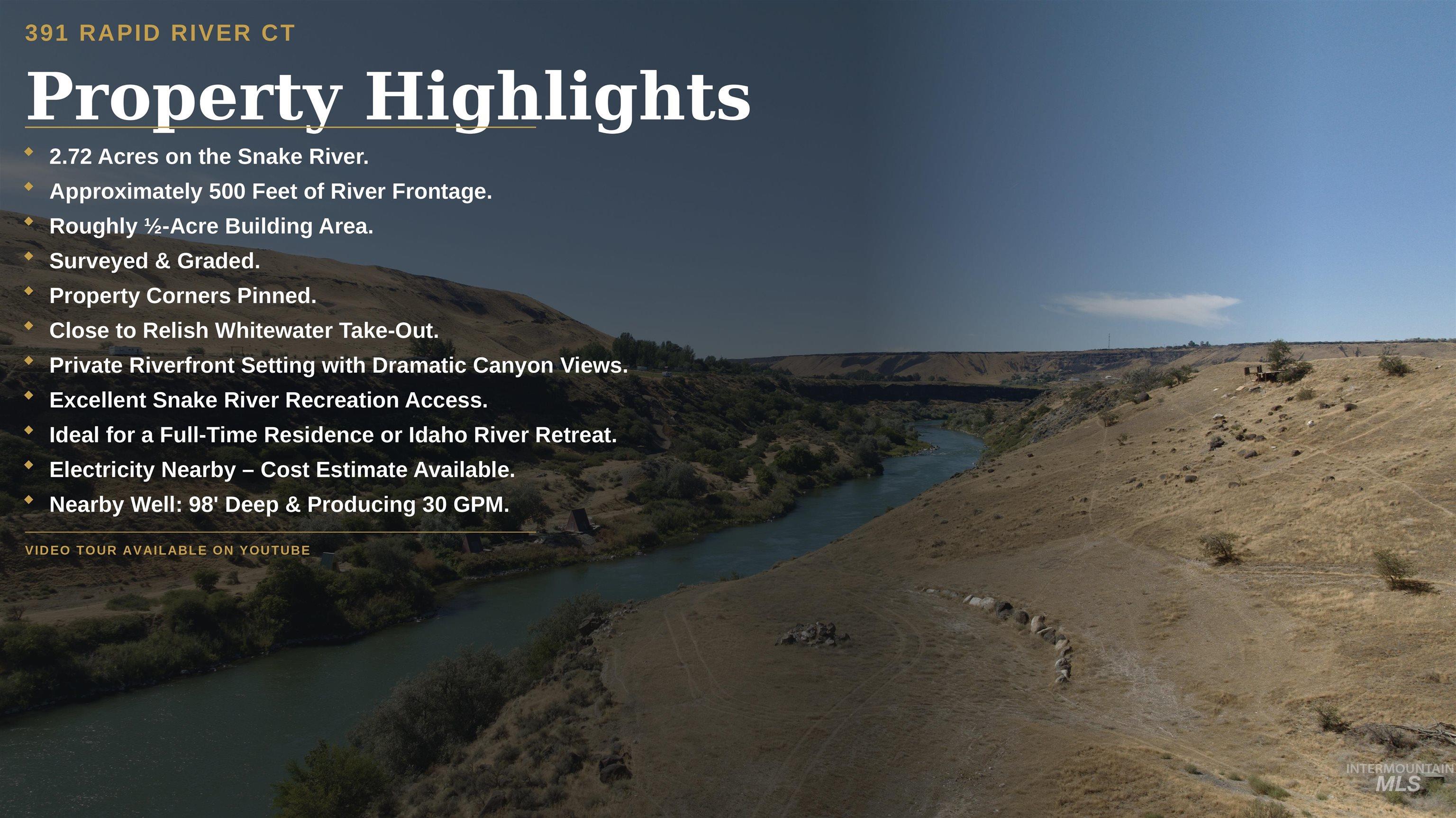 391 Rapid River Ct, Bliss, Idaho 83314, Land For Sale, Price $375,000,MLS 99000672
