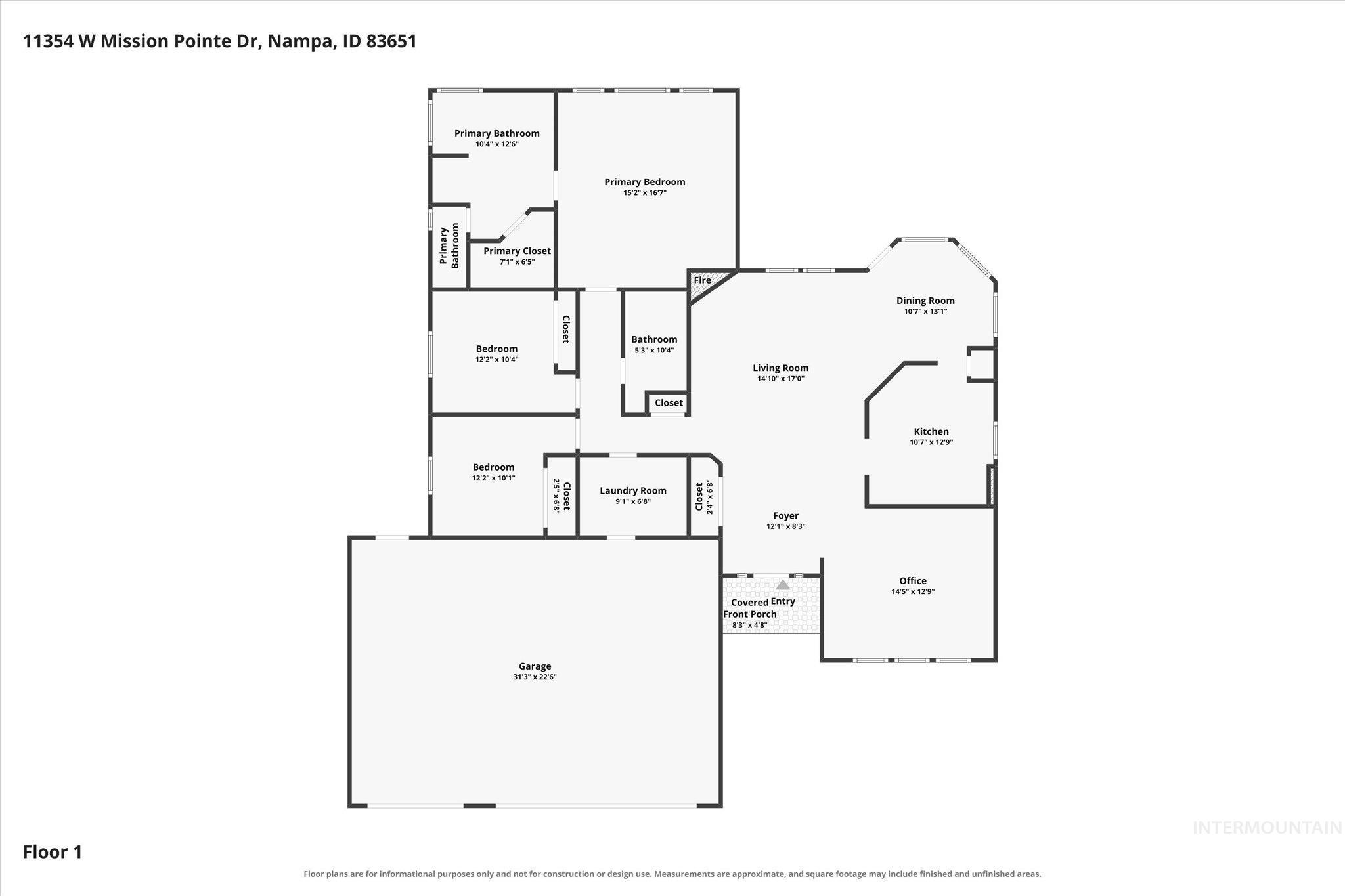 11354 W Mission Pointe Dr, Nampa, Idaho 83651, 3 Bedrooms, 2 Bathrooms, Residential For Sale, Price $399,900, 99001092