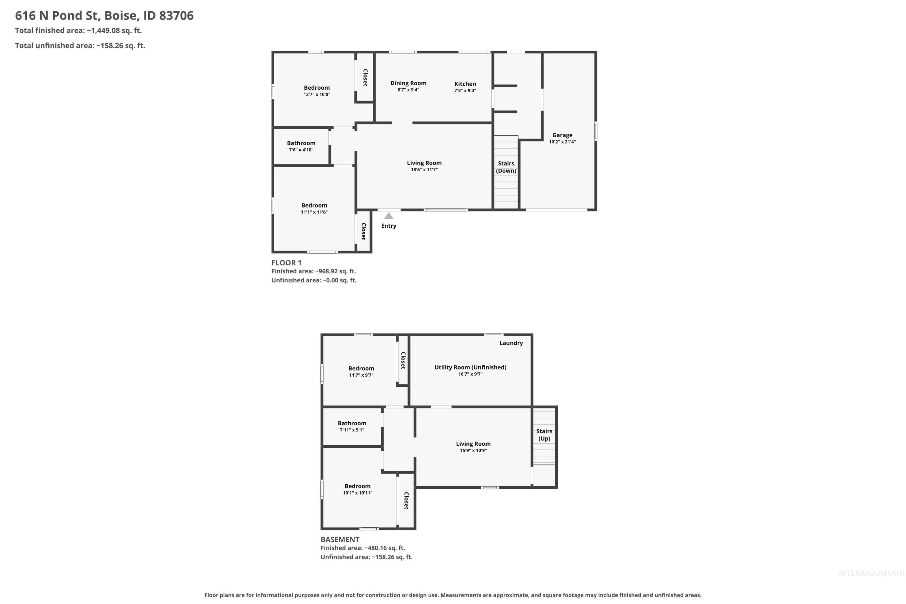 616 N Pond, Boise, Idaho 83706, 4 Bedrooms, 2 Bathrooms, Residential For Sale, Price $459,900,MLS 99002778