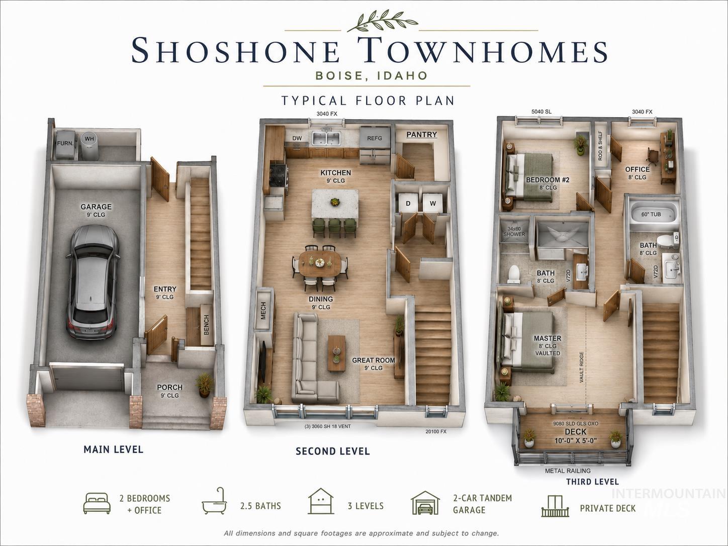 1568 S Shoshone St, Boise, Idaho 83705, 2 Bedrooms, 2.5 Bathrooms, Rental For Rent, Price $2,300,MLS 99004394